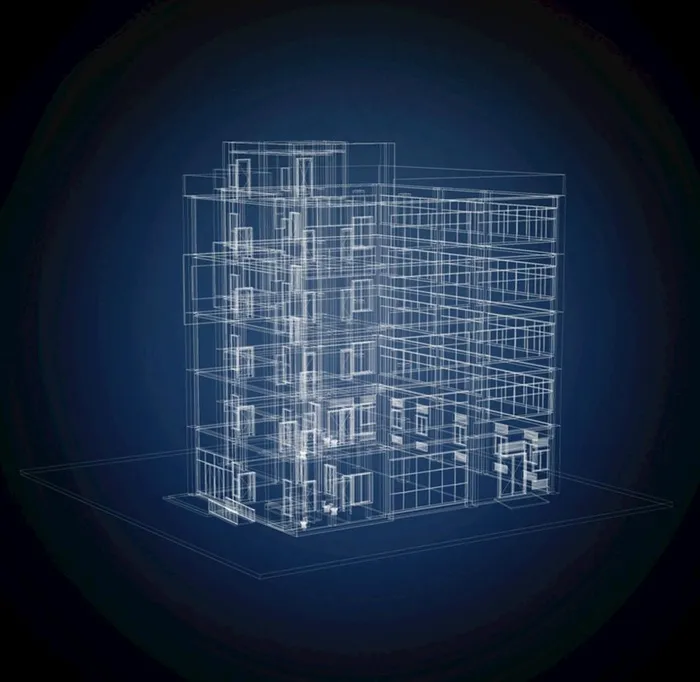 数字科技风格建筑线框图图片