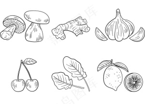 矢量手绘线条食物图片