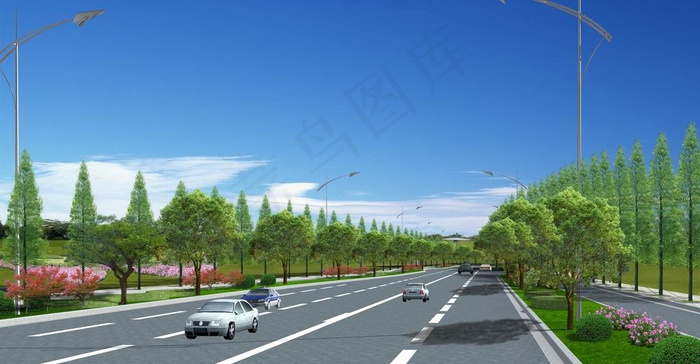 道路效果图图片(3763X2078(DPI:72))psd模版下载
