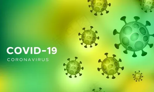 绿色背景 新冠病毒细胞 矢量素图片