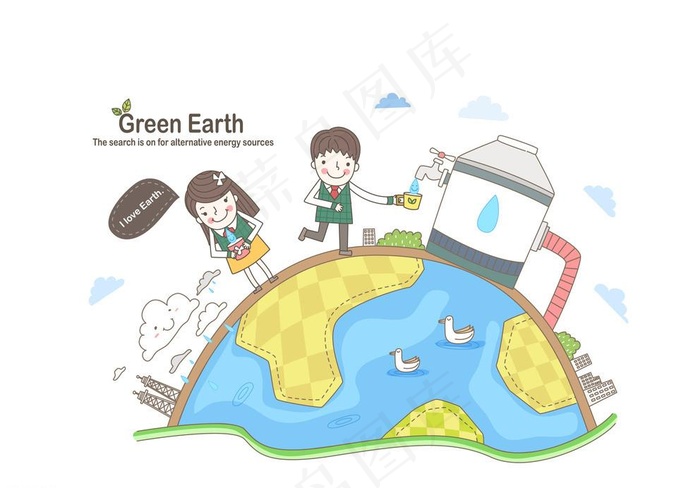 利用循环水资源的人们图片eps,ai矢量模版下载