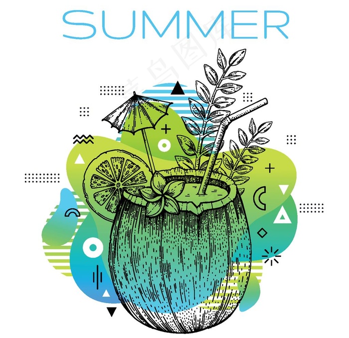 炫彩夏季海报椰子图片