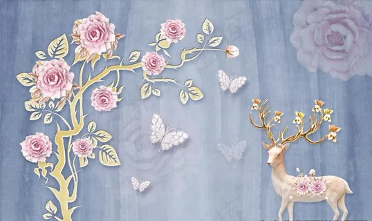 浮雕立体花卉背景墙装饰画图片