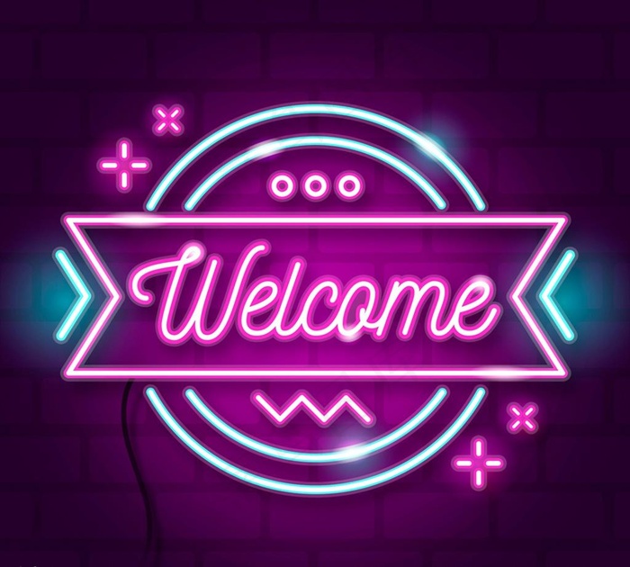 紫色欢迎霓虹灯图片