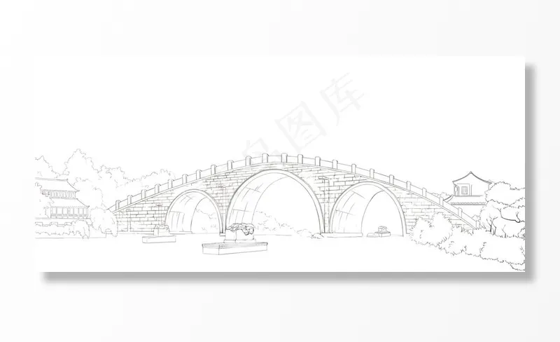 大运河南端拱宸桥图片ai矢量模版下载