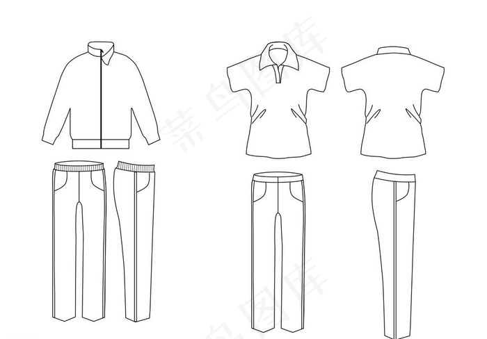 校服线条图片ai矢量模版下载