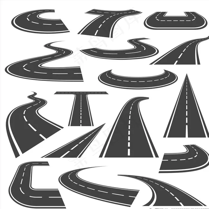 道路素材图片ai矢量模版下载