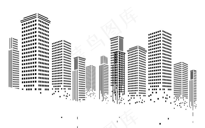 城市方块剪影图片