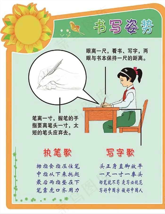 书写姿势图片psd模版下载