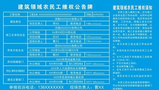建筑领域农民工维权公告牌图片