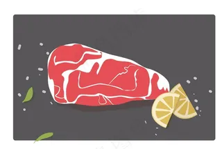 牛排柠檬铁板牛排矢量插画图片