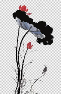 水墨荷花 粉色荷花  荷花意境图片