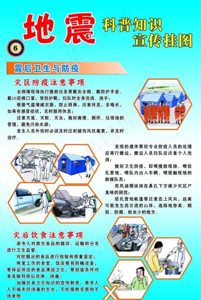 地震知识展板图片psd模版下载