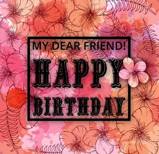 彩绘花卉生日贺卡图片