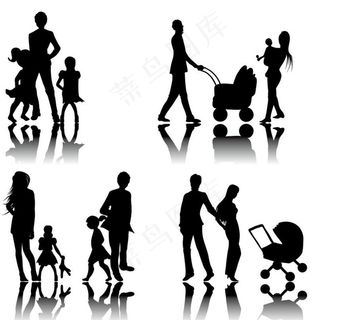 一家人剪影图片