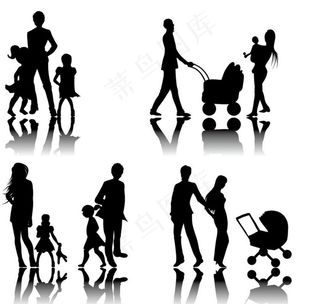 一家人剪影图片