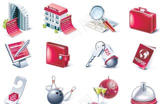 宾馆酒店用品图标矢量图片