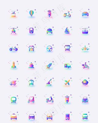 渐变交通出行相关图标图片