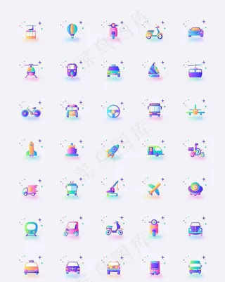 渐变交通出行相关图标图片