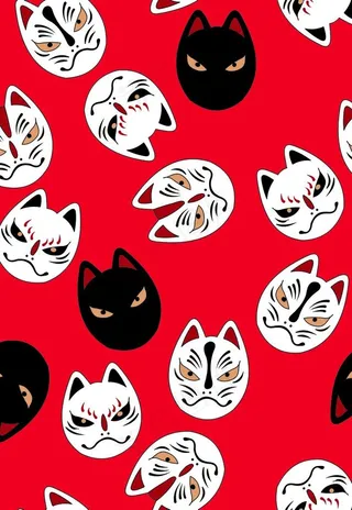 手绘面具猫图片