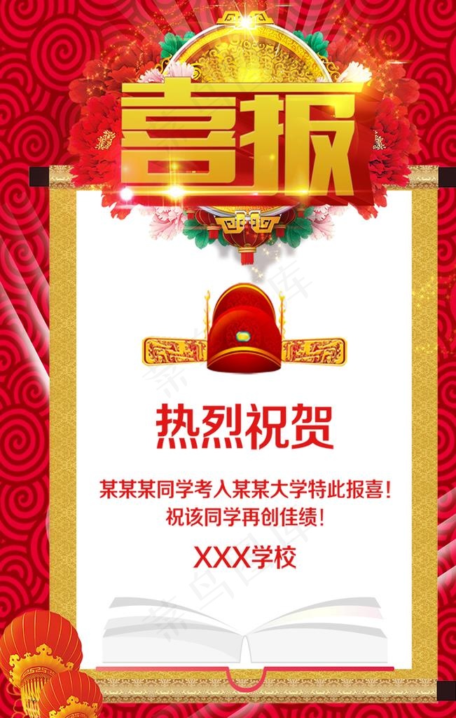 喜报图片(1024X1536(DPI:72))psd模版下载