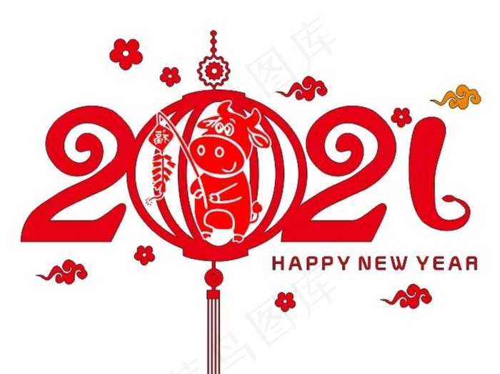 牛年橱窗贴画图片