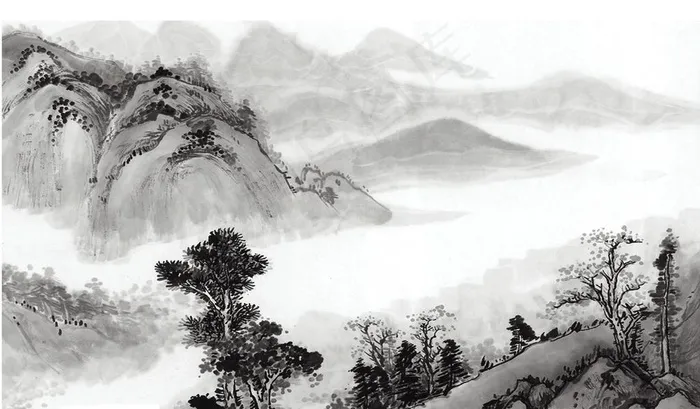 水墨山水图片(3071X1890(DPI:300))psd模版下载