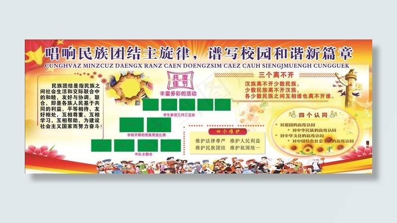 民族团结宣传栏图片(2000X1200)cdr矢量模版下载