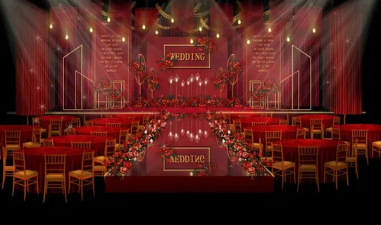 红色系婚礼图片