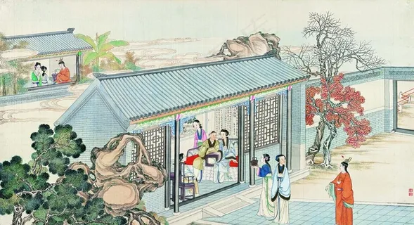 古代市井工笔画图片