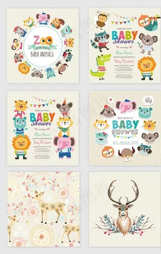 卡通可爱动物设计素材图片