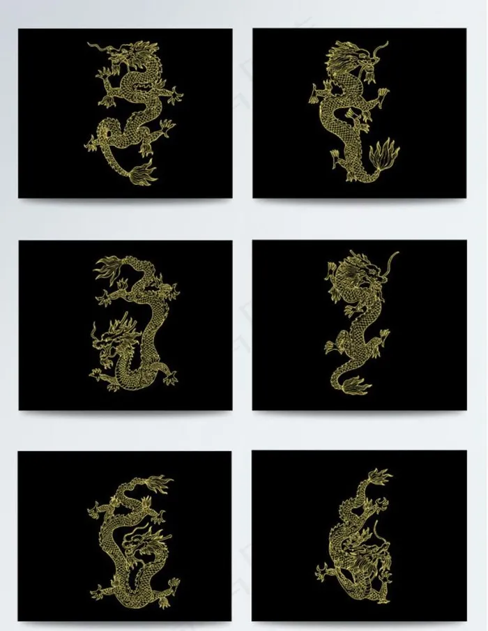金色龙纹线条素材模板图片psd模版下载