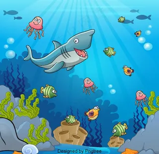 手绘海底世界图片