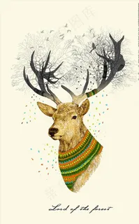 北欧小清新森林麋鹿图片 北欧小清新森林麋鹿图片