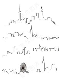 城市建筑轮廓矢量图图片