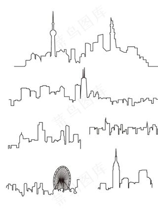 城市建筑轮廓矢量图图片