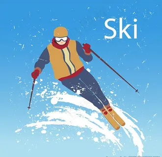 卡通滑雪运动插图图片