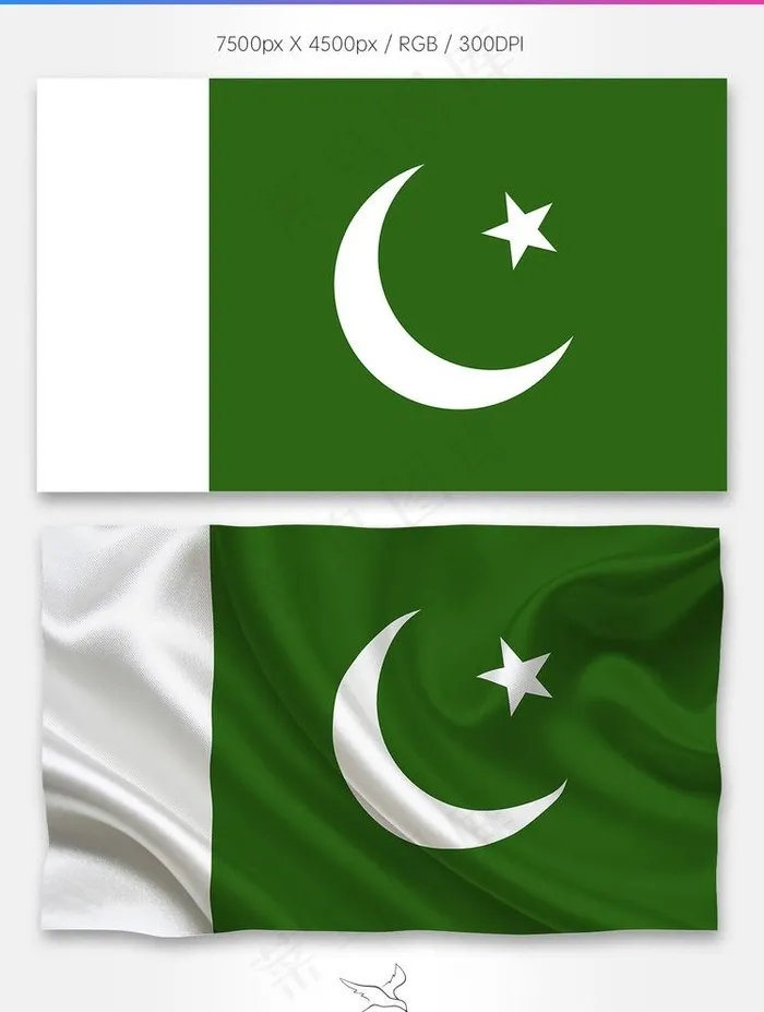 巴基斯坦国旗分层psd图片(7500X4500(DPI:72))psd模版下载