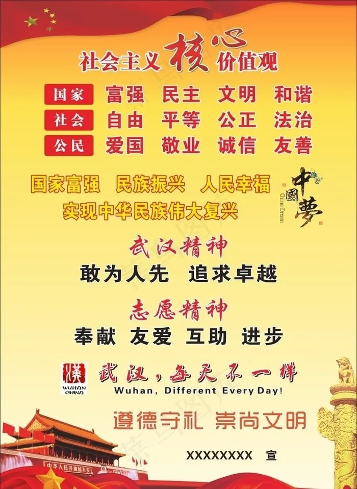 *核心价值观中国梦图片cdr矢量模版下载