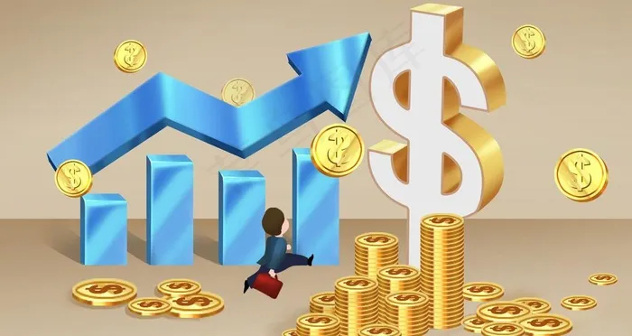 金色大气商务财富道路插画图片psd模版下载