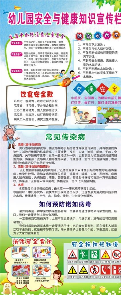 幼儿园安全与健康知识 展架图片