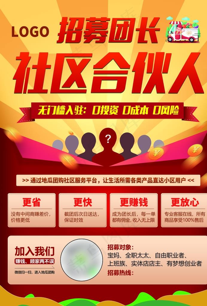 招募团长 社区合伙人图片(6300X8910(DPI:762))psd模版下载