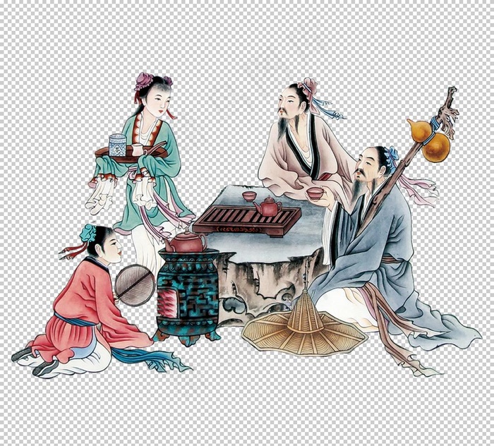 国学人物插画图片