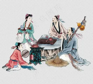 国学人物插画图片