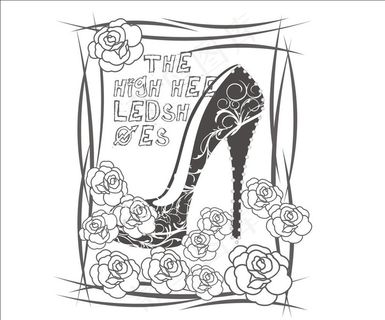 高跟鞋印花T恤图片