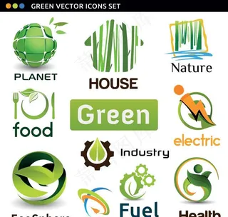 3d企业logo 绿色环保图标图片