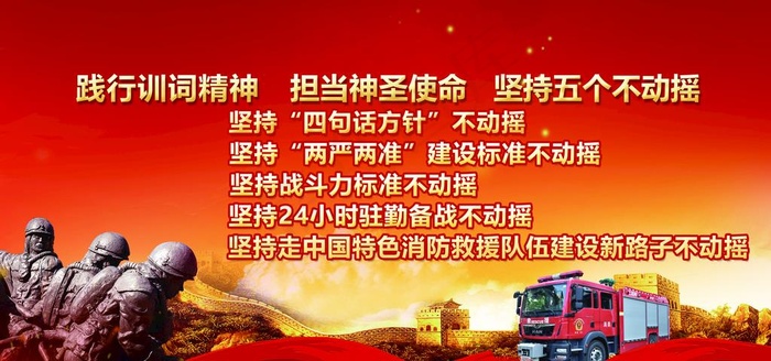 消防 五个不动摇 展板图片(9449X4724(DPI:200))psd模版下载