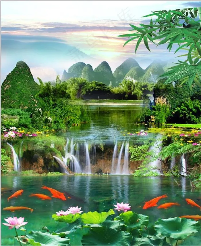 山水画图片(210X297)cdr矢量模版下载
