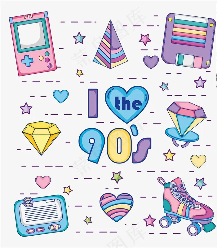 爱90年代漫画图片eps,ai矢量模版下载