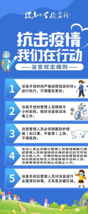 学校浴室抗击疫情展架图片